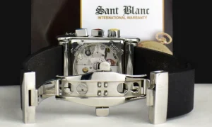 Men's Watches | Sant Blanc ALAIN SILBERSTEIN 48mm Stainless Steel Bolido Krono Black Dial Leather Straps Box & Card