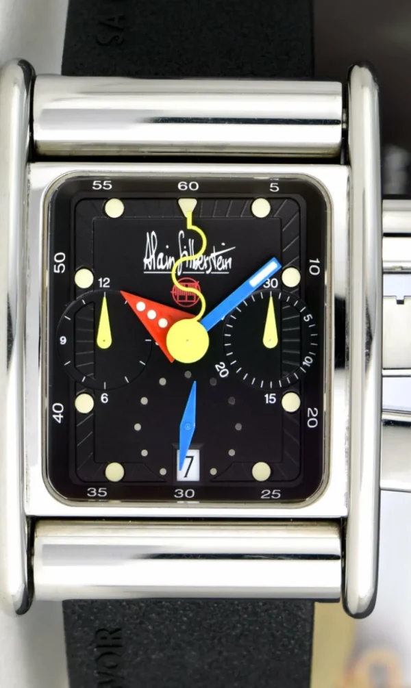 Men's Watches | Sant Blanc ALAIN SILBERSTEIN 48mm Stainless Steel Bolido Krono Black Dial Leather Straps Box & Card