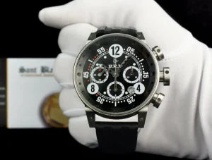 Men's Watches | Racing Professional Watches | Sant Blanc BERNARD RICHARD MANUFACTURE 44mm BRM Stainless Steel Chronograph V12 44 Black Rubber Strap Black Arabic Dial