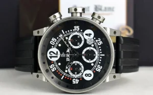 Men's Watches | Racing Professional Watches | Sant Blanc BERNARD RICHARD MANUFACTURE 44mm BRM Stainless Steel Chronograph V12 44 Black Rubber Strap Black Arabic Dial