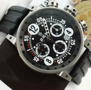 Men's Watches | Racing Professional Watches | Sant Blanc BERNARD RICHARD MANUFACTURE 44mm BRM Stainless Steel Chronograph V12 44 Black Rubber Strap Black Arabic Dial