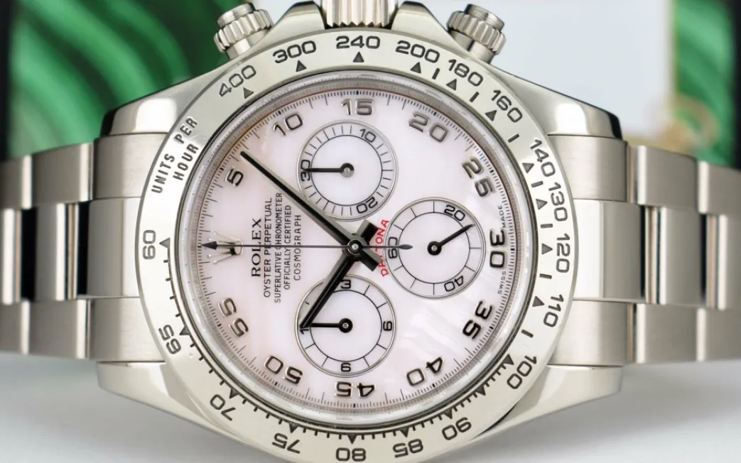kt_white_gold_daytona_ros_5.webp Racing Professional Watches | Sant Blanc 18kt White Gold Daytona Rose Mother of Pearl Arabic Dial Model 116509