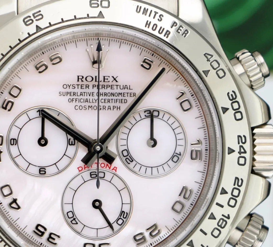 kt_white_gold_daytona_ros_6.webp Racing Professional Watches | Sant Blanc 18kt White Gold Daytona Rose Mother of Pearl Arabic Dial Model 116509