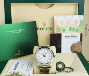 Men's Watches | President Dress Watches | Sant Blanc Mens 41mm Stainless Steel DateJust II White Index Dial Model 116300