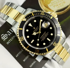 Diving Professional Watches | Sports Watches | Sant Blanc ROLEX - 18kt Gold & SS Submariner Black Dial No Holes Model 16613