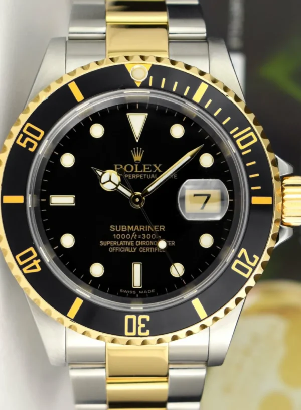 Diving Professional Watches | Sports Watches | Sant Blanc ROLEX - 18kt Gold & SS Submariner Black Dial No Holes Model 16613
