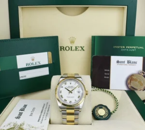 Dress Watches | Sant Blanc ROLEX 2020 18kt Gold & Stainless Steel Datejust 36 White Roman Box & Card Model 126233
