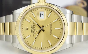 Dress Watches | Sant Blanc ROLEX 2022 18kt Gold & Stainless Steel Datejust 36 Champagne Index with Card Model 126233