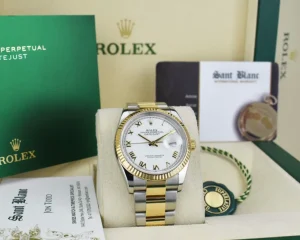Dress Watches | Sant Blanc ROLEX 2020 18kt Gold & Stainless Steel Datejust 36 White Roman Box & Card Model 126233