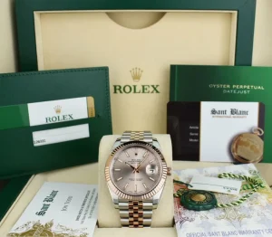 Dress Watches | Sant Blanc ROLEX 2018 18kt Rose Gold & Stainless Steel DateJust 41 Silver Sundust Index Dial Model 126331
