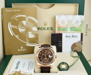 Pilots Classic Watches | Sant Blanc ROLEX - 18kt Rose Gold Sky Dweller Chocolate Box Model 326135