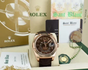 Pilots Classic Watches | Sant Blanc ROLEX - 18kt Rose Gold Sky Dweller Chocolate Box Model 326135