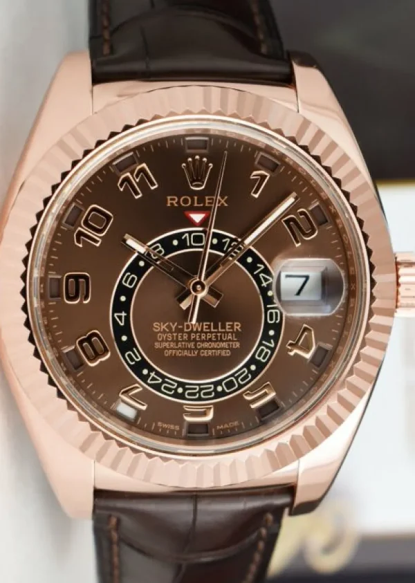 Pilots Classic Watches | Sant Blanc ROLEX - 18kt Rose Gold Sky Dweller Chocolate Box Model 326135