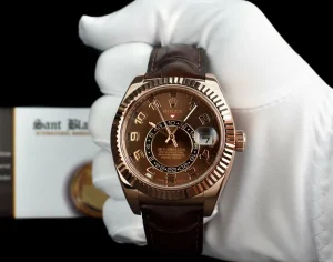 Pilots Classic Watches | Sant Blanc ROLEX - 18kt Rose Gold Sky Dweller Chocolate Box Model 326135