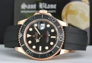 Yachting Professional Watches | Sports Watches | Sant Blanc ROLEX - 18kt RoseGold YachtMaster 40mm OysterFlex Rubber Strap Model 116655