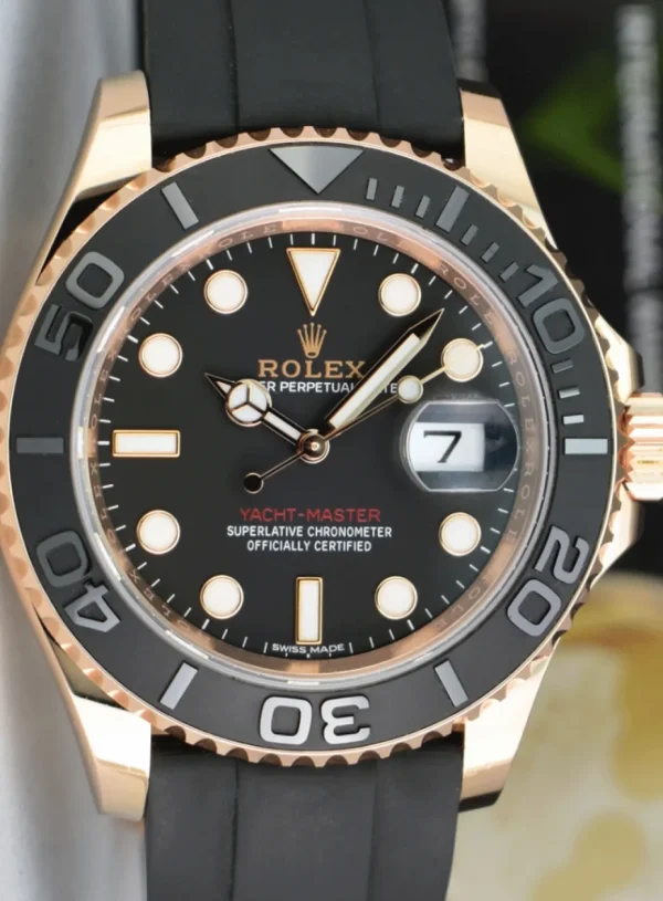 Yachting Professional Watches | Sports Watches | Sant Blanc ROLEX - 18kt RoseGold YachtMaster 40mm OysterFlex Rubber Strap Model 116655