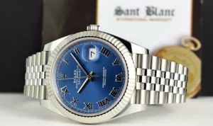 Men's Watches | Dress Watches | Sant Blanc ROLEX 2021 18kt White Gold & Stainless Steel DateJust 41 Jubilee Bracelet Blue Roman Dial Model 126334
