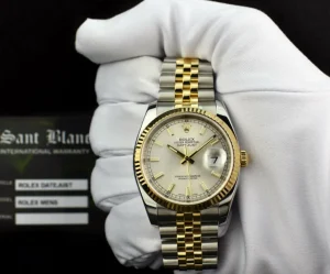 Dress Watches | Sant Blanc ROLEX - Men's 18kt Gold & SS DateJust 36 Silver Index Dial Jubilee Bracelet Model 116233