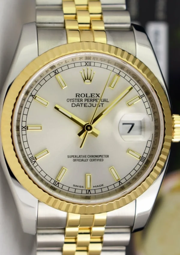 Dress Watches | Sant Blanc ROLEX - Men's 18kt Gold & SS DateJust 36 Silver Index Dial Jubilee Bracelet Model 116233