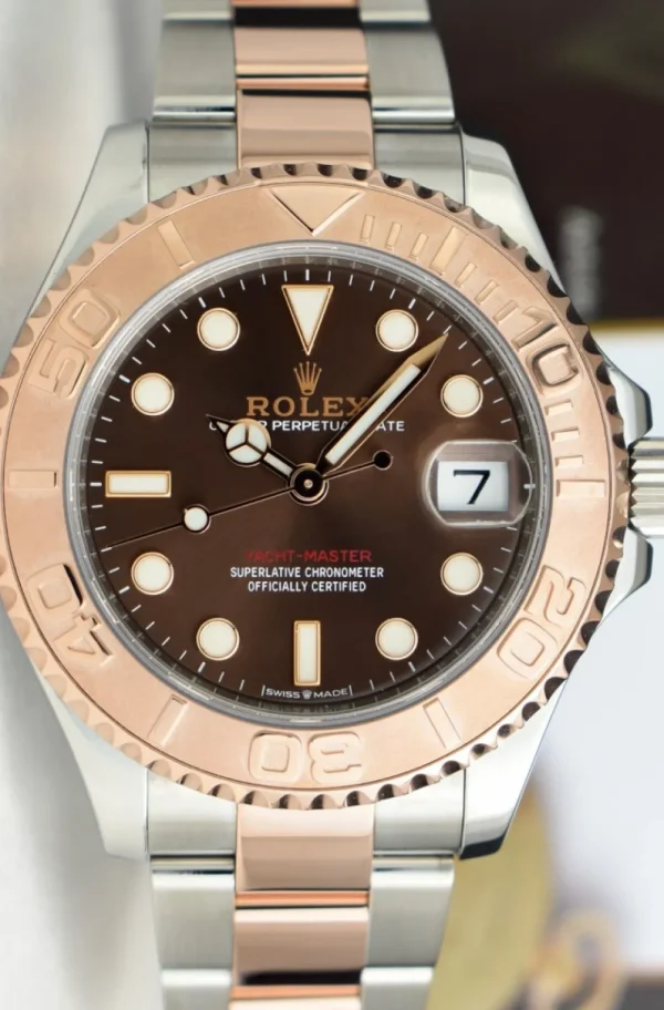 Yachting Professional Watches | Sports Watches | Sant Blanc ROLEX - 37mm MidSize 18kt Rose Gold & SS YACHTMASTER 37 Chocolate Model 268621