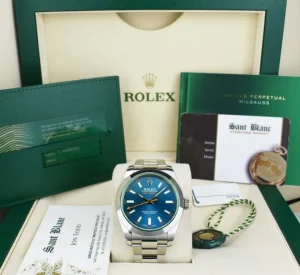 Scientists Professional Watches | Sant Blanc ROLEX 2020 40mm Stainless Steel Milgauss Blue Z Dial with Card Model 116400GV