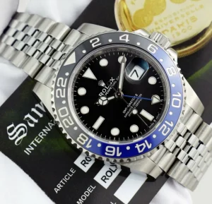 Men's Watches | Pilots Professional Watches | Sant Blanc ROLEX Stainless Steel GMT Master II Blue Black Bezel 