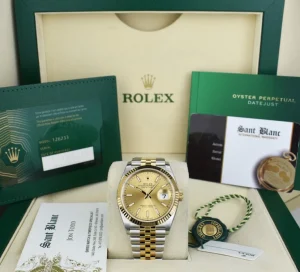 Dress Watches | Sant Blanc ROLEX 18kt Gold & Stainless Steel Datejust 36 Champagne Index Dial with Card Model 126233