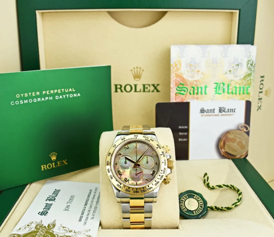 rolex_kt_gold__stainless__0-24.webp Sports Watches | Men's Watches | Sant Blanc ROLEX 18kt Gold & Stainless Steel Daytona Tahitian Mother of Pearl Roman Model 116503