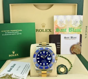 Diving Professional Watches | Men's Watches | Sant Blanc ROLEX 18kt Gold & Stainless Steel Submariner Sunburst Blue Dial Model 116613 LB