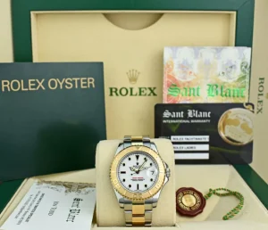 Yachting Professional Watches | Sports Watches | Sant Blanc ROLEX 18kt Gold & Stainless Steel MidSize Yachtmaster White Index Dial Model 168623