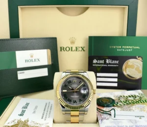 Men's Watches | Dress Watches | Sant Blanc ROLEX 18kt Gold & Stainless Steel DateJust II Slate Roman Wimbledon Dial BOX & CARD Model 116333