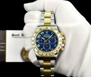 Sports Watches | Men's Watches | Sant Blanc ROLEX 18kt Gold & Stainless Steel Daytona Blue Arabic Dial Model 116503