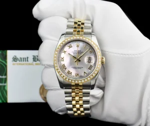 Dress Watches | Sant Blanc ROLEX 18kt Gold & Stainless Steel DateJust Mother of Pearl Roman Model 116233