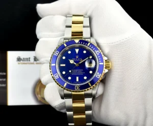Diving Professional Watches | Men's Watches | Sant Blanc ROLEX 18kt Gold & Stainless Steel Submariner SEL Blue Dial Box And Papers Model 16613