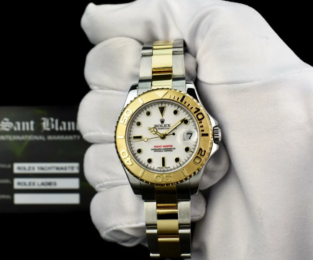 rolex_kt_gold__stainless__1-38.webp Yachting Professional Watches | Sports Watches | Sant Blanc ROLEX 18kt Gold & Stainless Steel MidSize Yachtmaster White Index Dial Model 168623