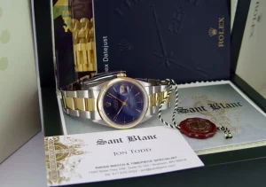 Men's Watches | Dress Watches | Sant Blanc ROLEX 18kt Gold & Stainless Steel DateJust Blue Stick Dial Model 16203