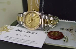 Men's Watches | Dress Watches | Sant Blanc ROLEX 18kt Gold & Stainless Steel DateJust Champagne Tapestry Stick Dial Model 16203