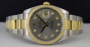 Men's Watches | Dress Watches | Sant Blanc ROLEX 18kt Gold & Stainless Steel 36mm DateJust Silver Diamond Model 116233