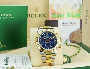Sports Watches | Men's Watches | Sant Blanc ROLEX 18kt Gold & Stainless Steel Daytona Blue Arabic Dial Model 116503