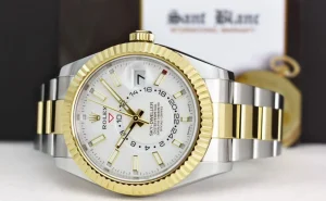 Pilots Professional Watches | Sant Blanc ROLEX 18kt Gold & Stainless Steel Sky Dweller White Ivory Index Dial Model 326933