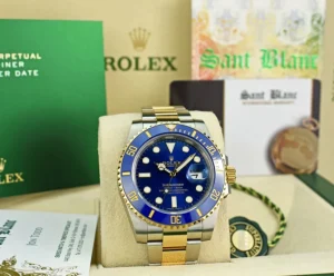 Diving Professional Watches | Men's Watches | Sant Blanc ROLEX 18kt Gold & Stainless Steel Submariner Sunburst Blue Dial Model 116613 LB