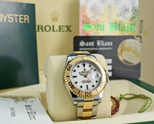 Yachting Professional Watches | Sports Watches | Sant Blanc ROLEX 18kt Gold & Stainless Steel MidSize Yachtmaster White Index Dial Model 168623