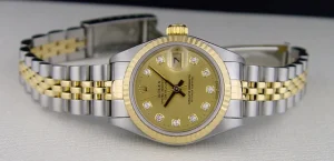 Ladies Watches | Dress Watches | Sant Blanc ROLEX 18kt Gold & Stainless Steel Ladies DateJust Champagne Diamond Dial Model 79173