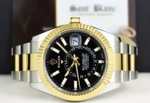 Pilots Classic Watches | Men's Watches | Sant Blanc ROLEX 18kt Gold & Stainless Sky Dweller Black Index Dial with Card Model 326933