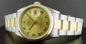 Dress Watches | Men's Watches | Sant Blanc ROLEX 18kt Gold & Stainless Steel DateJust Champagne Roman Dial Model 16203