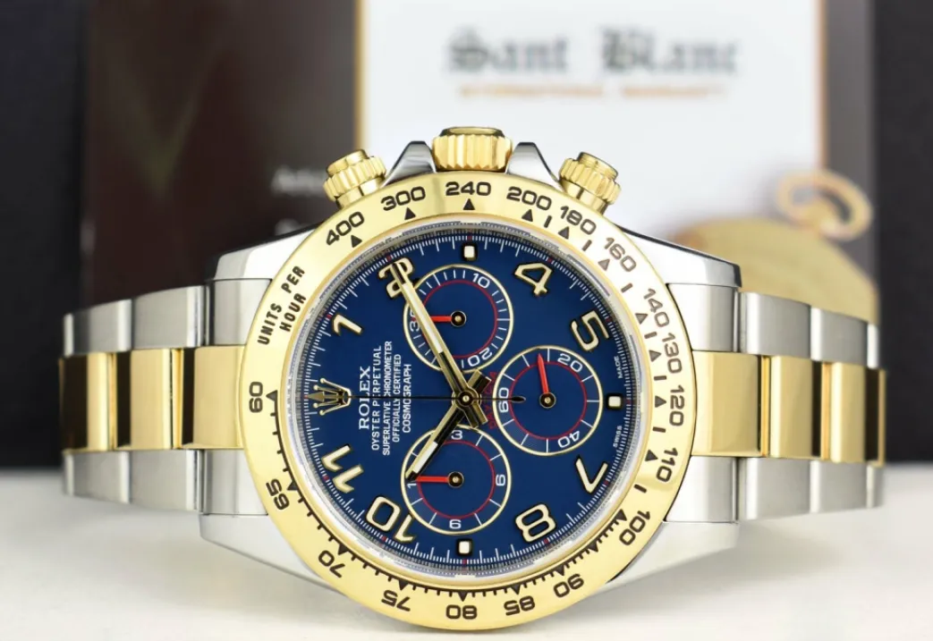 rolex_kt_gold__stainless__3-20.webp Sports Watches | Men's Watches | Sant Blanc ROLEX 18kt Gold & Stainless Steel Daytona Blue Arabic Dial Model 116503