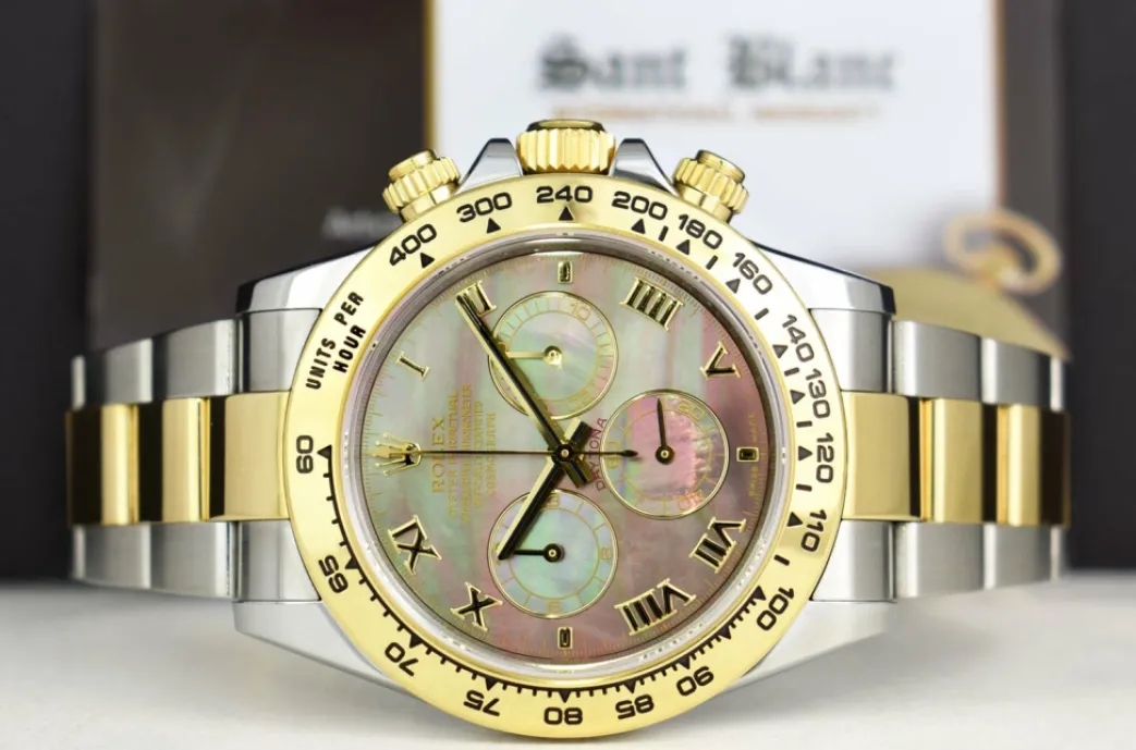 rolex_kt_gold__stainless__3-21.webp Sports Watches | Men's Watches | Sant Blanc ROLEX 18kt Gold & Stainless Steel Daytona Tahitian Mother of Pearl Roman Model 116503