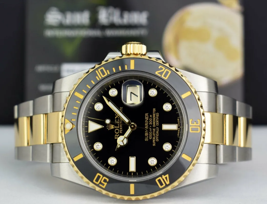 rolex_kt_gold__stainless__3-26.webp Diving Professional Watches | Sports Watches | Sant Blanc ROLEX 18kt Gold & Stainless Steel Submariner Black DIAMOND Dial Model 116613
