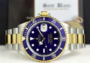 Diving Professional Watches | Sports Watches | Sant Blanc ROLEX 18kt Gold & Stainless Steel Submariner Indigo Blue Dial No Holes Model 16613
