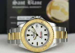 Yachting Professional Watches | Sports Watches | Sant Blanc ROLEX 18kt Gold & Stainless Steel MidSize Yachtmaster White Index Dial Model 168623